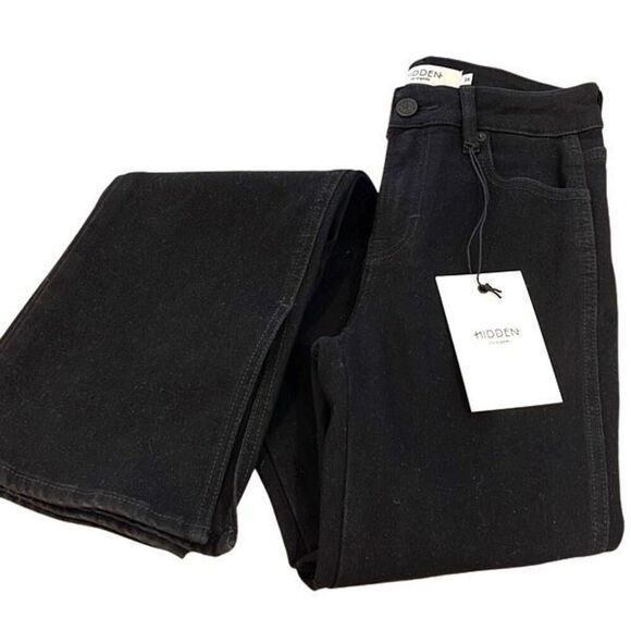 Hidden Los Angeles Womens High Rise Slit Hem Ryan Bootcut Jeans Black Sz 24 NWT - Picture 3 of 10